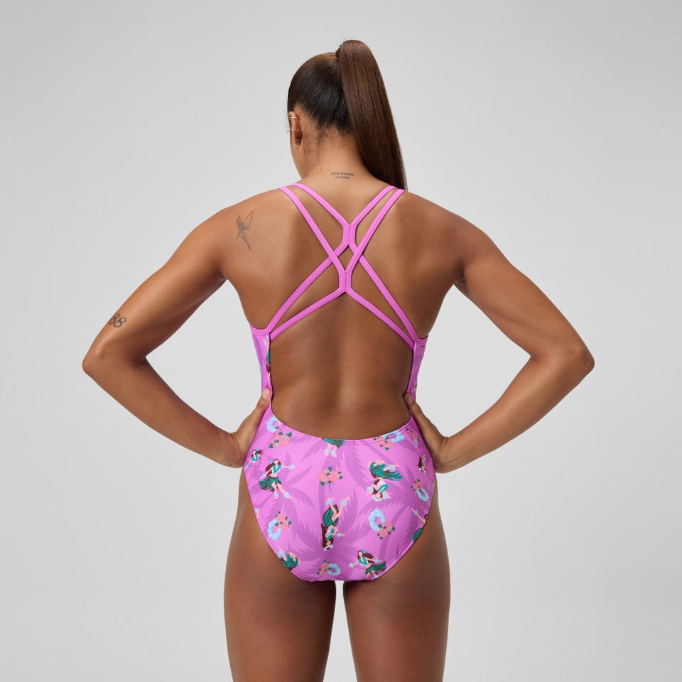 Women's Club Training Printed Starback Swimsuit Pink/Green