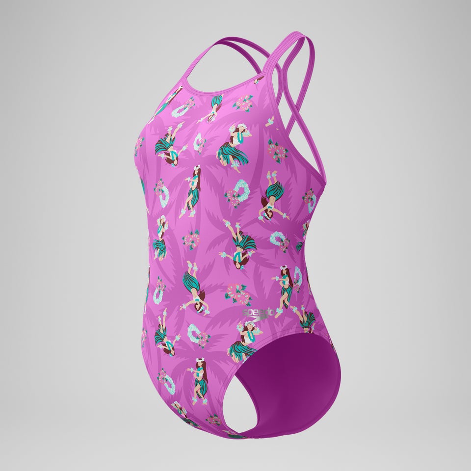 Women's Club Training Printed Starback Swimsuit Pink/Green