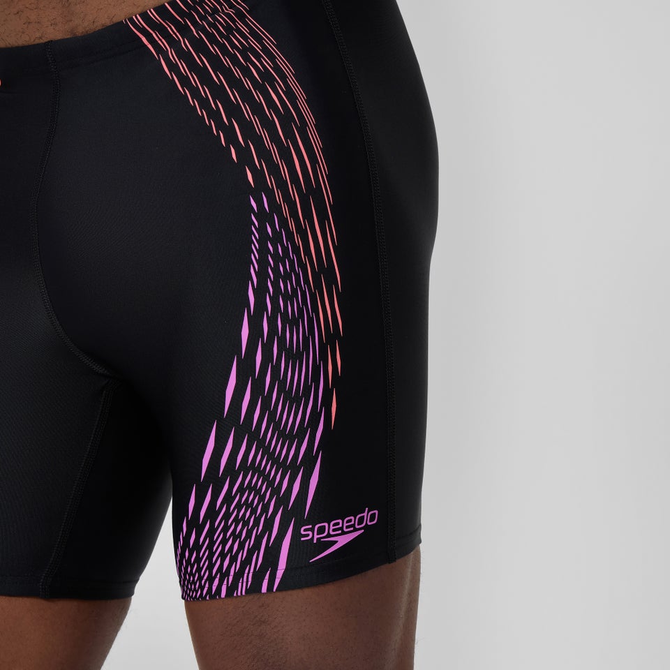 Duo Logo Print Mittellange Schwimmhose Schwarz/Koralle für Herren