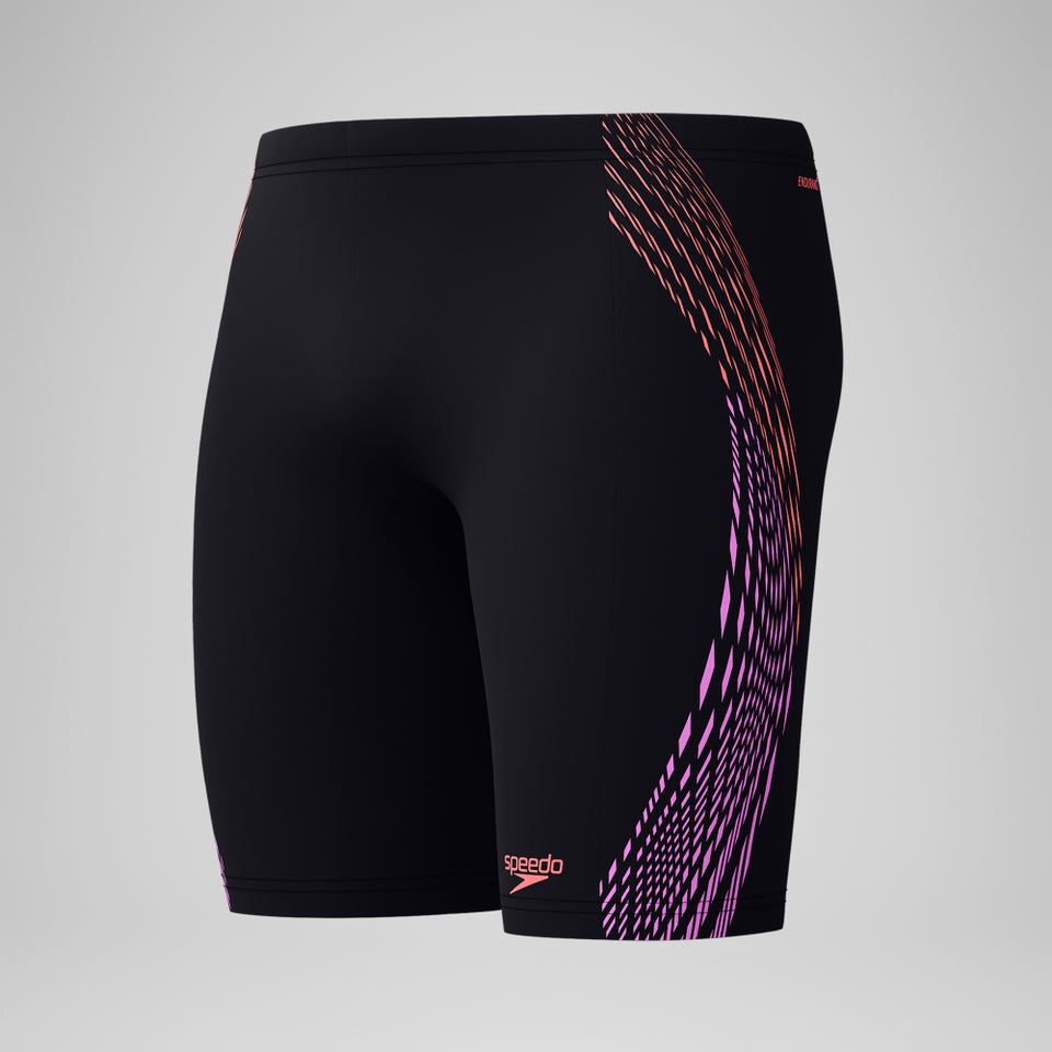 Duo Logo Print Mittellange Schwimmhose Schwarz/Koralle für Herren