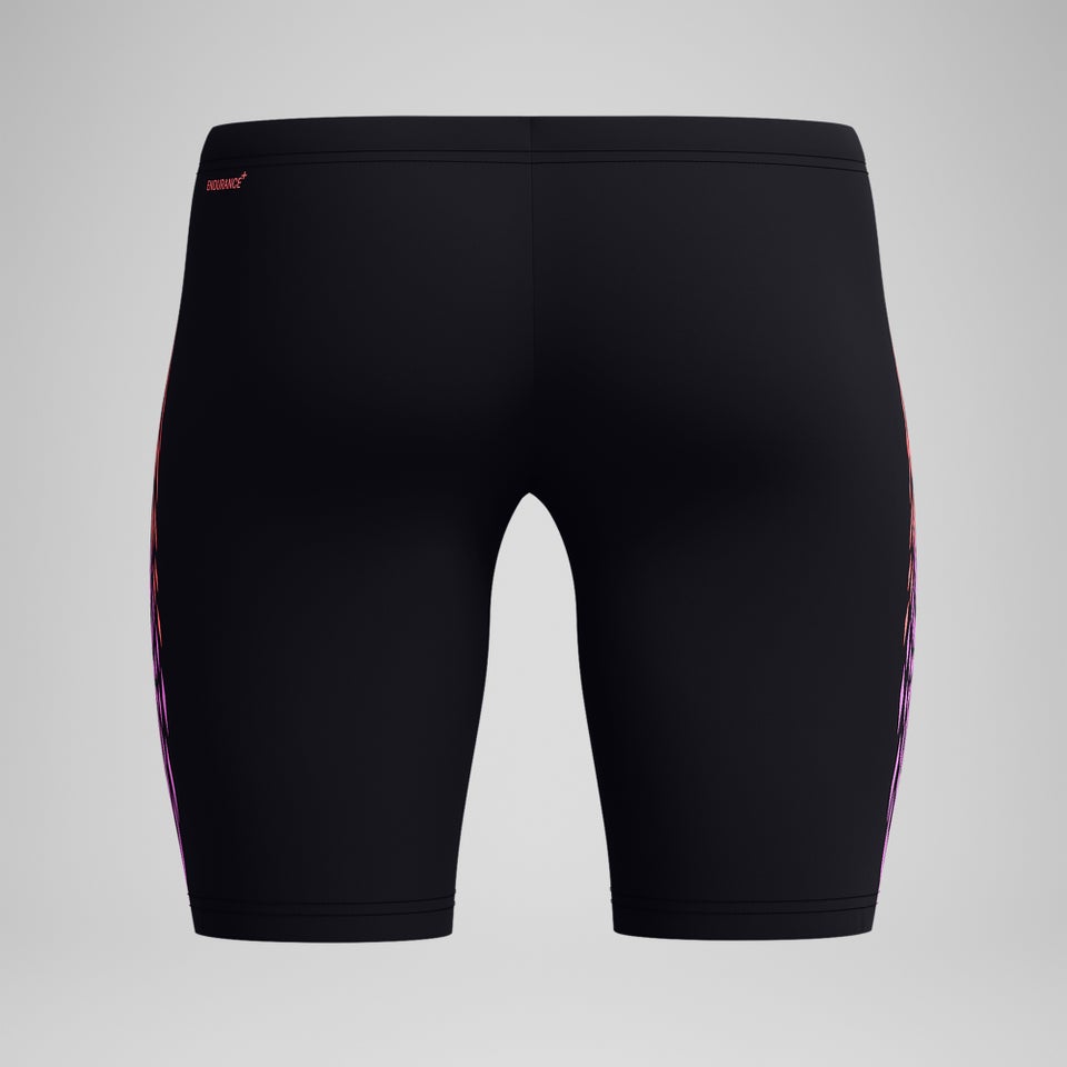 Duo Logo Print Mittellange Schwimmhose Schwarz/Koralle für Herren