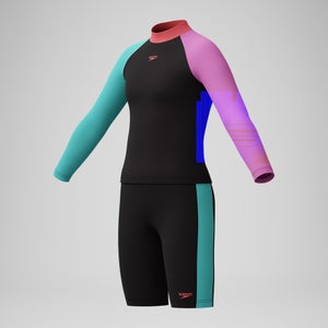 Girls' Colourblock Rash Top & Jammer Set Black/Pink