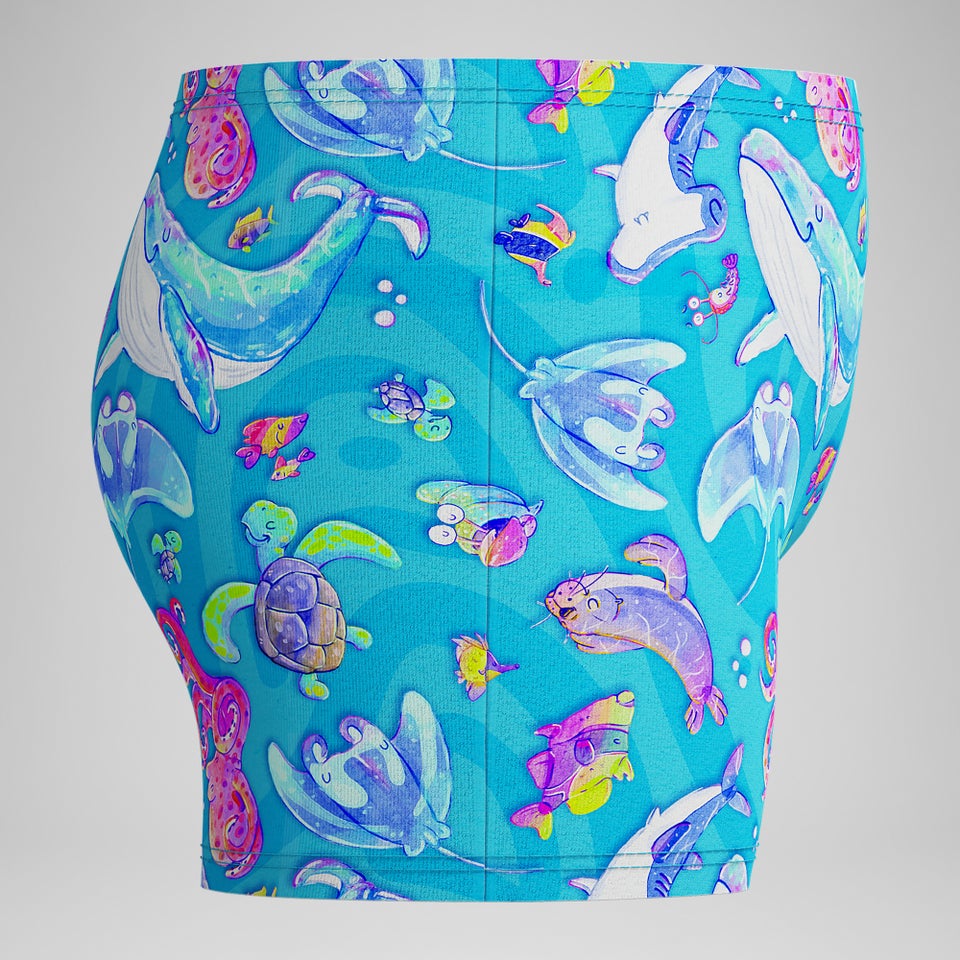 Short de bain Aquashort Garçon Learn to Swim imprimé numérique bleu