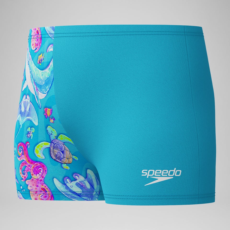 Short de bain Aquashort Garçon Learn to Swim imprimé numérique bleu