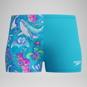 Short de bain Aquashort Garçon Learn to Swim imprimé numérique bleu