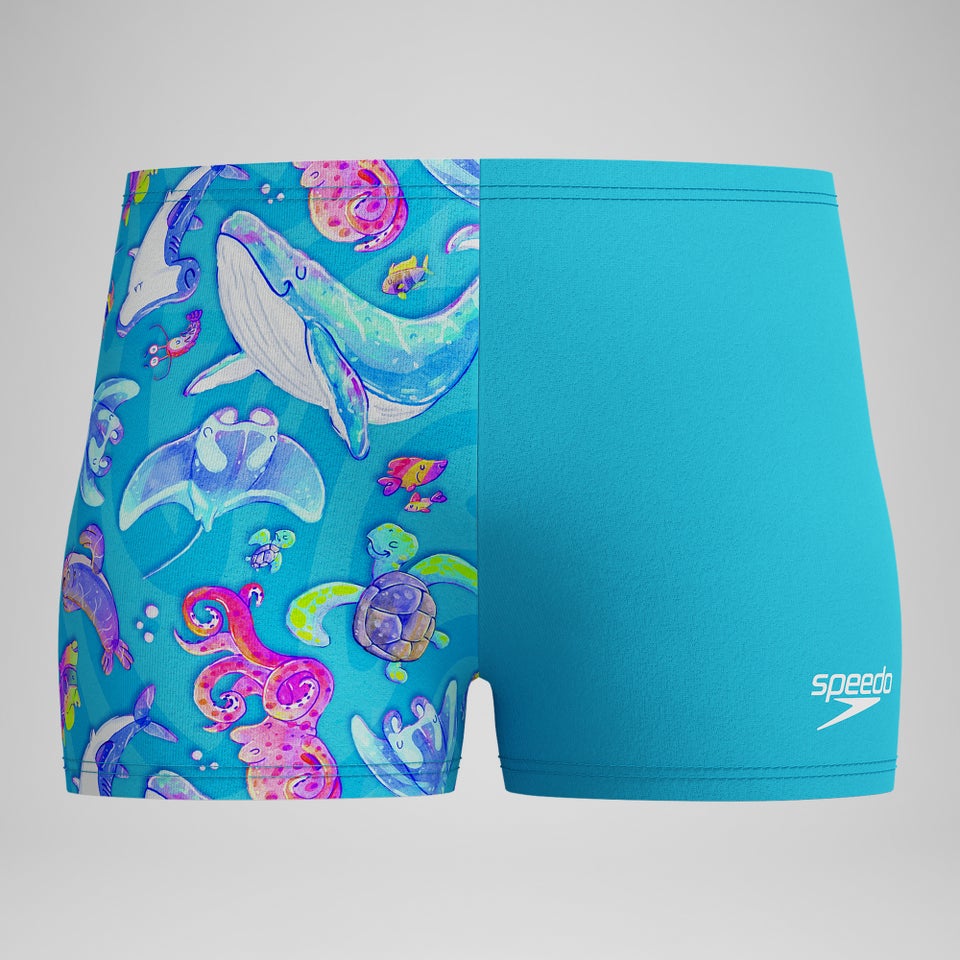 Short de bain Aquashort Garçon Learn to Swim imprimé numérique bleu