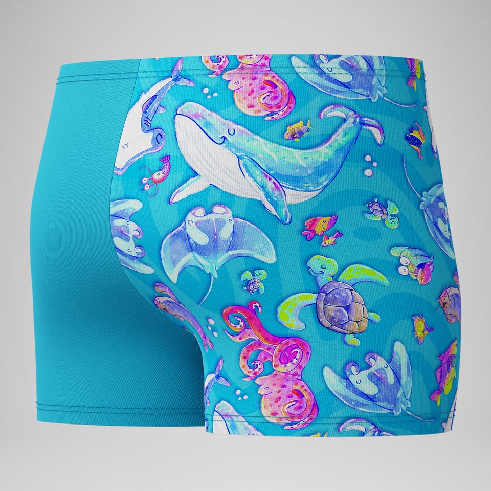 Short de bain Aquashort Garçon Learn to Swim imprimé numérique bleu