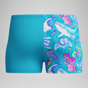Short de bain Aquashort Garçon Learn to Swim imprimé numérique bleu