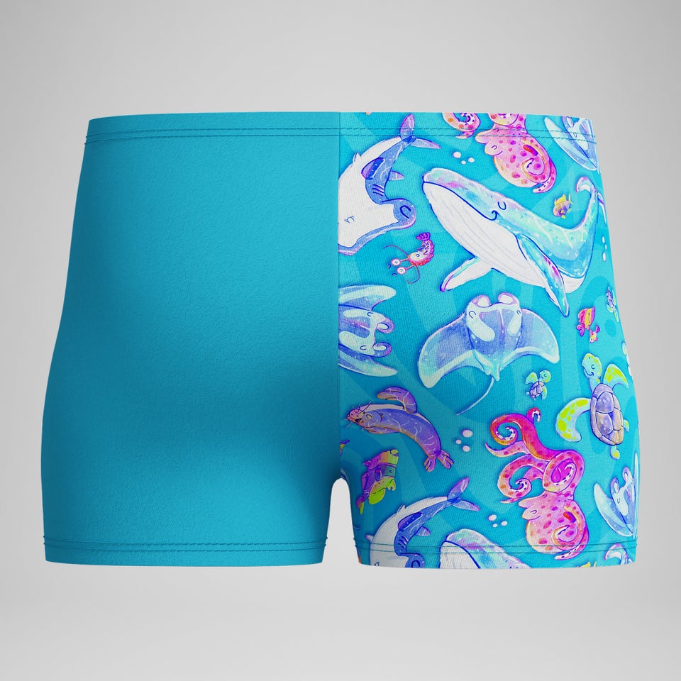 Short de bain Aquashort Garçon Learn to Swim imprimé numérique bleu