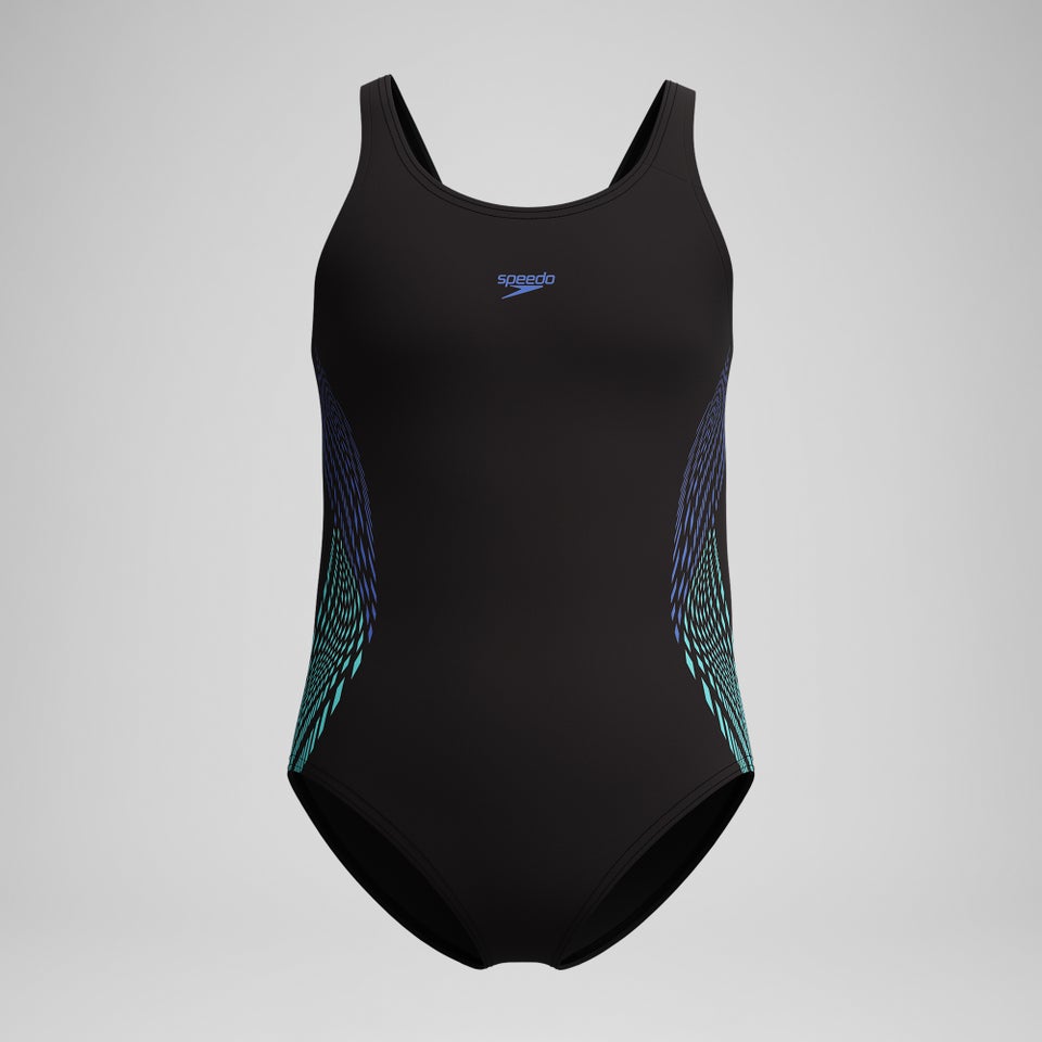 Girls' Placement Muscleback Swimsuit Black/Blue