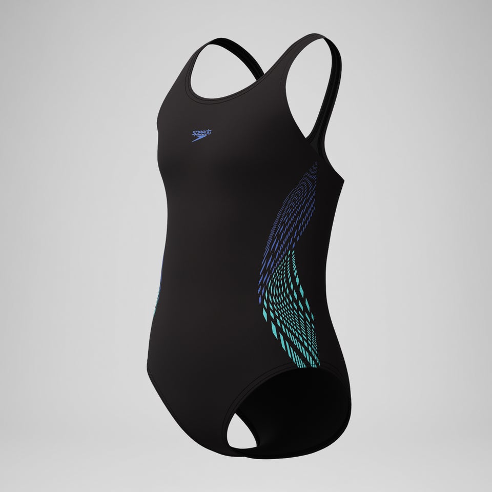 Girls' Placement Muscleback Swimsuit Black/Blue