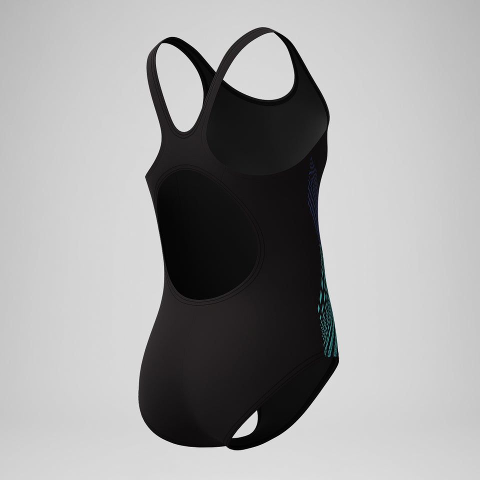 Girls' Placement Muscleback Swimsuit Black/Blue