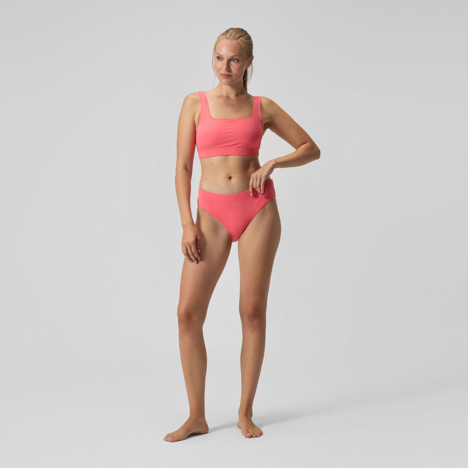 Strukturierter Bikini mit tiefem U-Rückenausschnitt Koralle für Damen