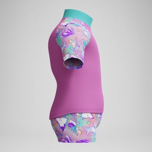 Kurzärmliges Rash-Top-Set mit Digitaldruck Pink für Mädchen