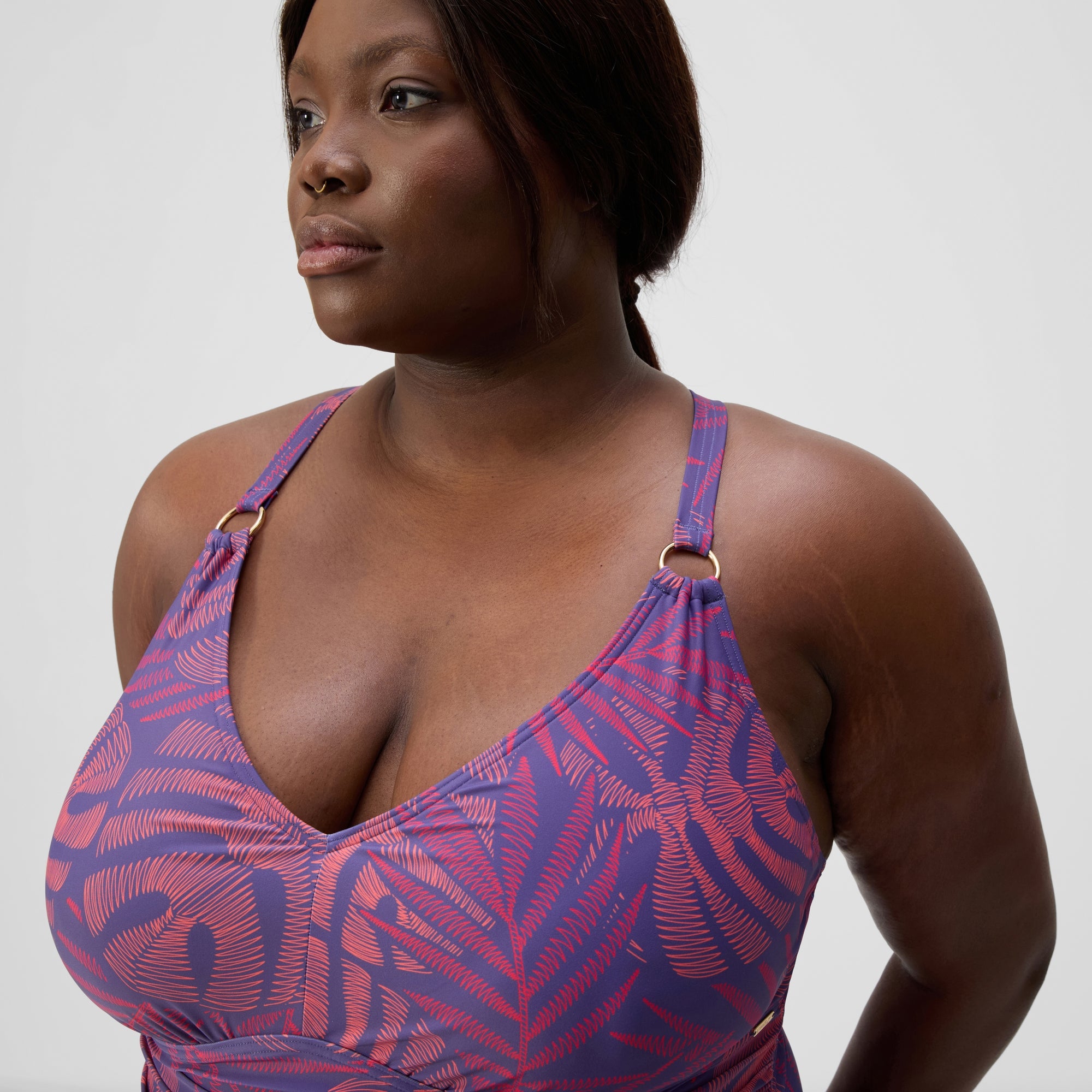 Women's Plus Size Shaping V Neck Swimsuit Pink/Orange | Speedo UK