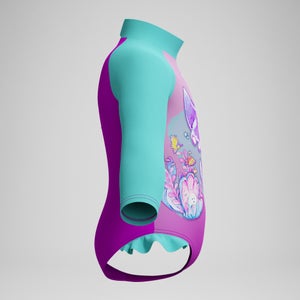 Langärmliger Badeanzug mit Digitaldruck Pink/Grün für Mädchen