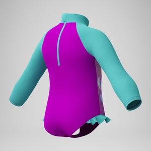 Langärmliger Badeanzug mit Digitaldruck Pink/Grün für Mädchen