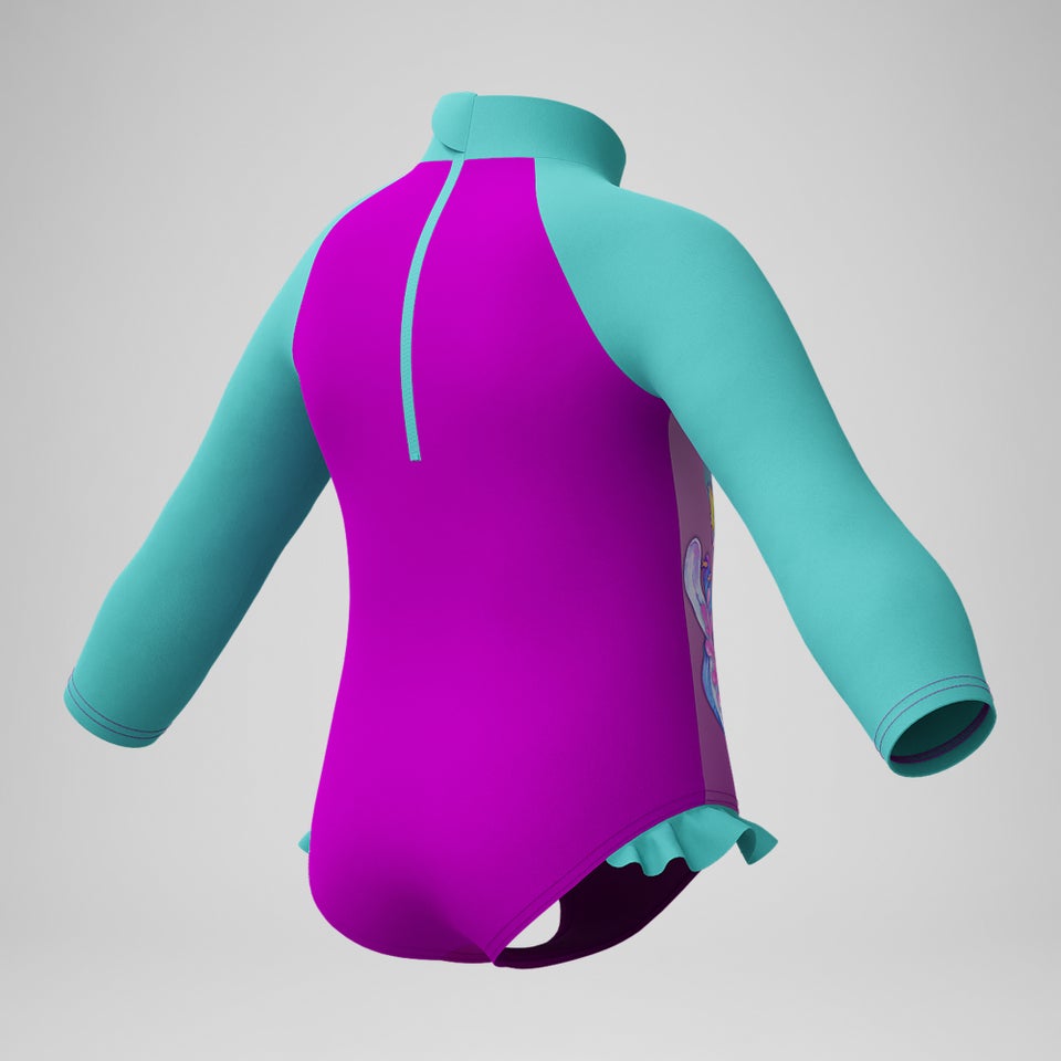 Langärmliger Badeanzug mit Digitaldruck Pink/Grün für Mädchen