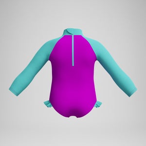 Langärmliger Badeanzug mit Digitaldruck Pink/Grün für Mädchen