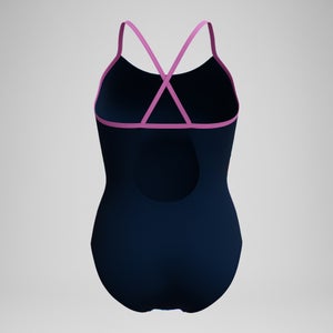 Maillot de bain Femme Club Training Fixed Crossback imprimé bleu marine/vert