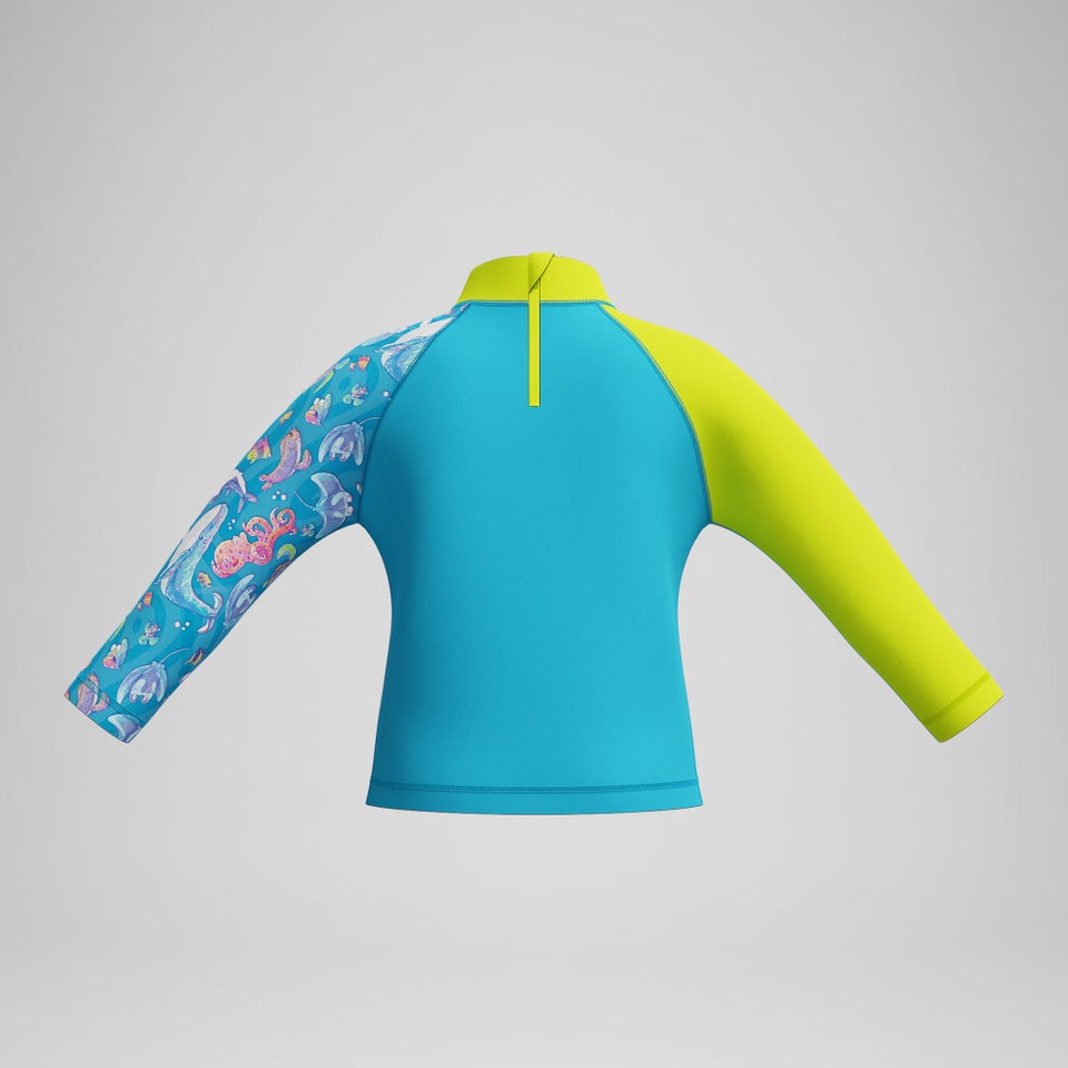 Haut Garçon Learn to Swim Rash à manches longues imprimé bleu/jaune