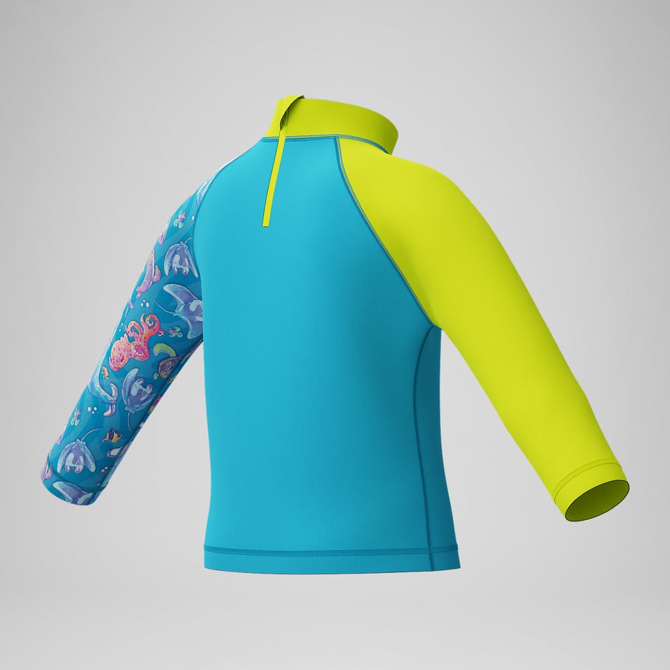 Haut Garçon Learn to Swim Rash à manches longues imprimé bleu/jaune