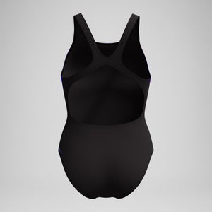 Maillot de bain Femme Club Training Recordback imprimé noir/bleu