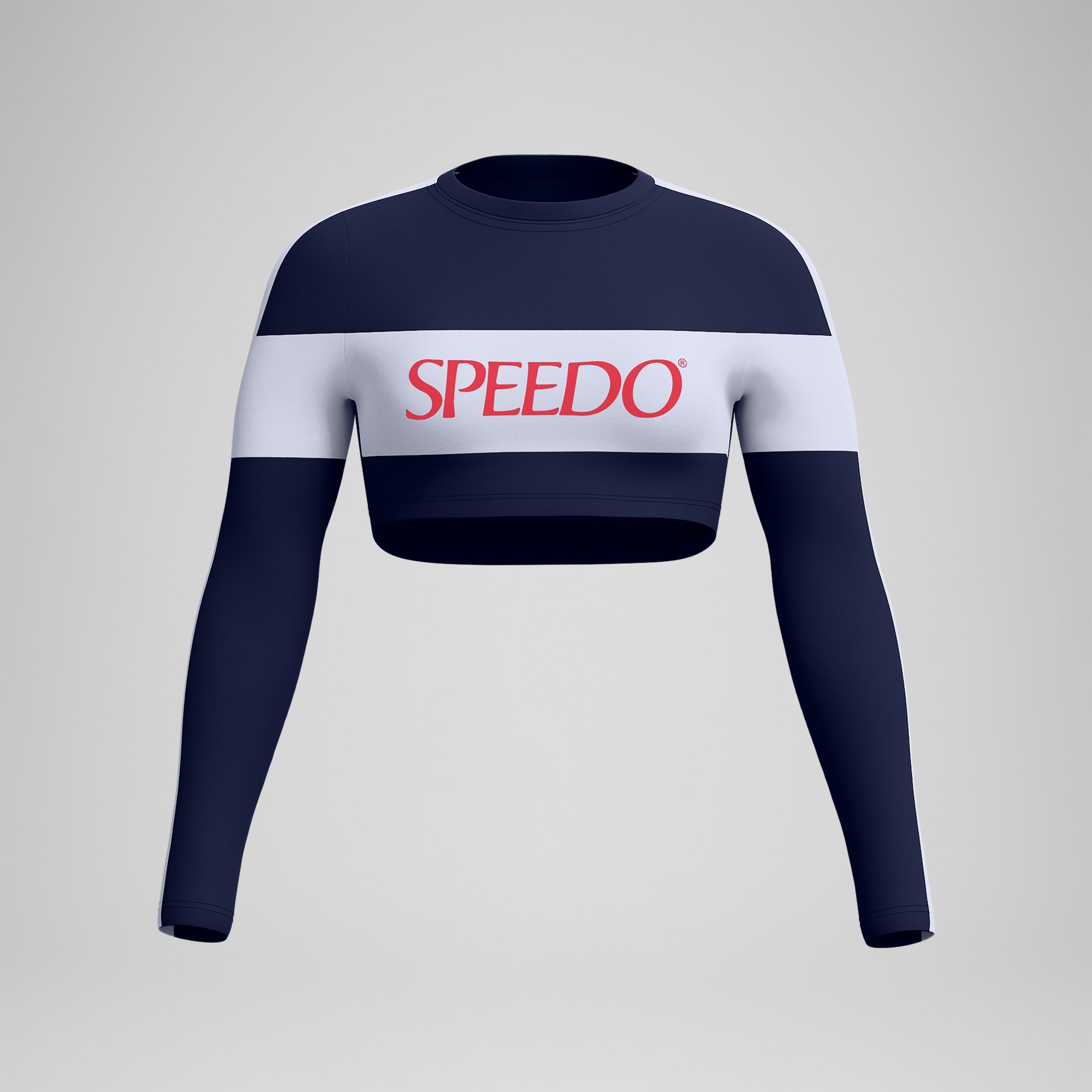 Women's Jetstream Long Sleeeve Colorblock Crop Rashguard Top Navy