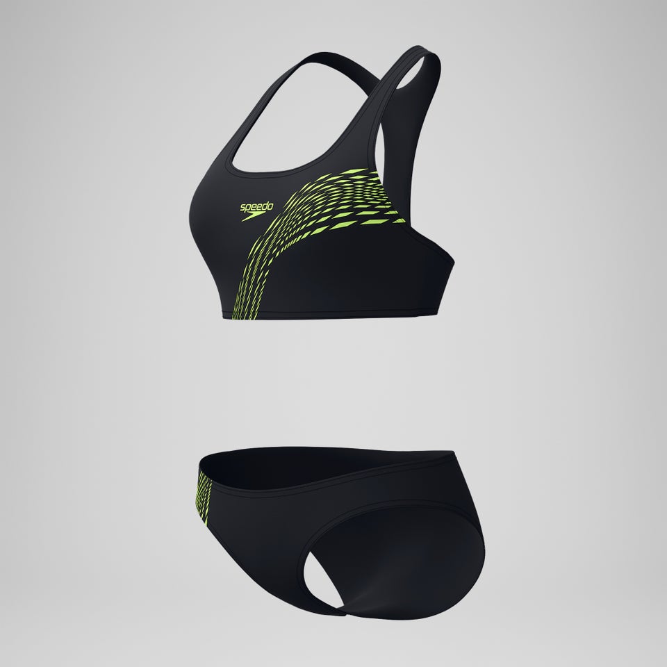 Placement-Bikini Schwarz/Gelb für Damen