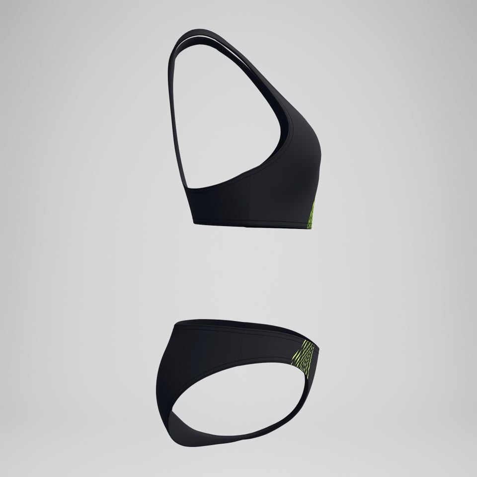 Placement-Bikini Schwarz/Gelb für Damen