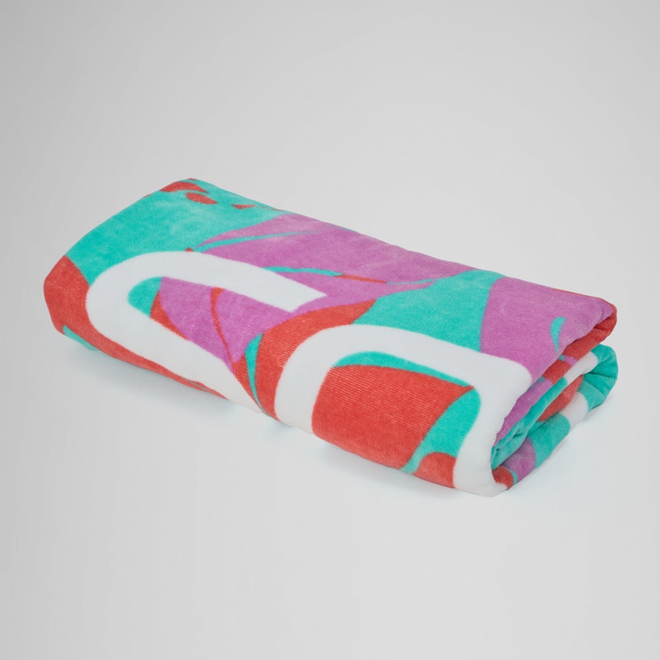Serviette de plage imprimée turquoise/rose
