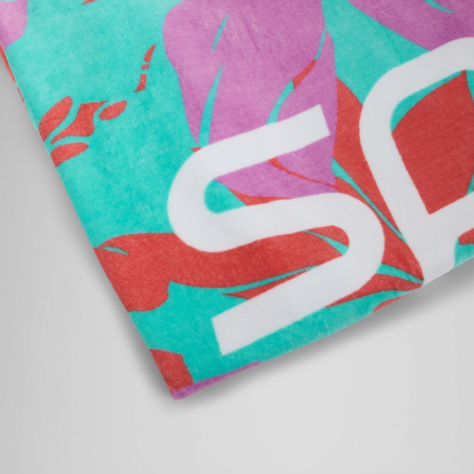 Serviette de plage imprimée turquoise/rose