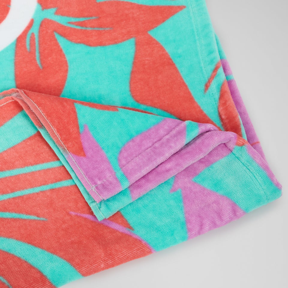 Serviette de plage imprimée turquoise/rose