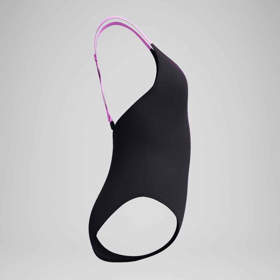 Maillot de bain Femme effet galbant Crossback noir/rose