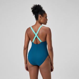 Formender Crossback-Badeanzug Dunkelpetrol/Grün für Damen