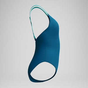 Formender Crossback-Badeanzug Dunkelpetrol/Grün für Damen