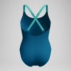 Formender Crossback-Badeanzug Dunkelpetrol/Grün für Damen