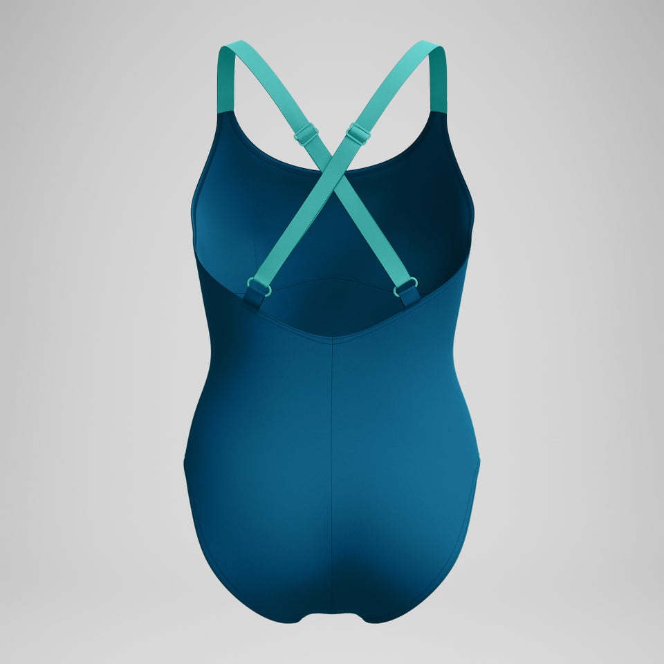 Formender Crossback-Badeanzug Dunkelpetrol/Grün für Damen