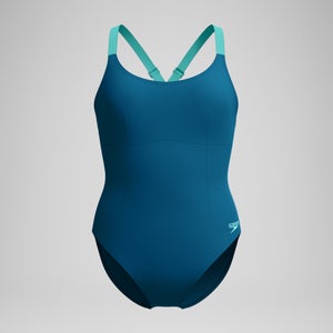 Formender Crossback-Badeanzug Dunkelpetrol/Grün für Damen