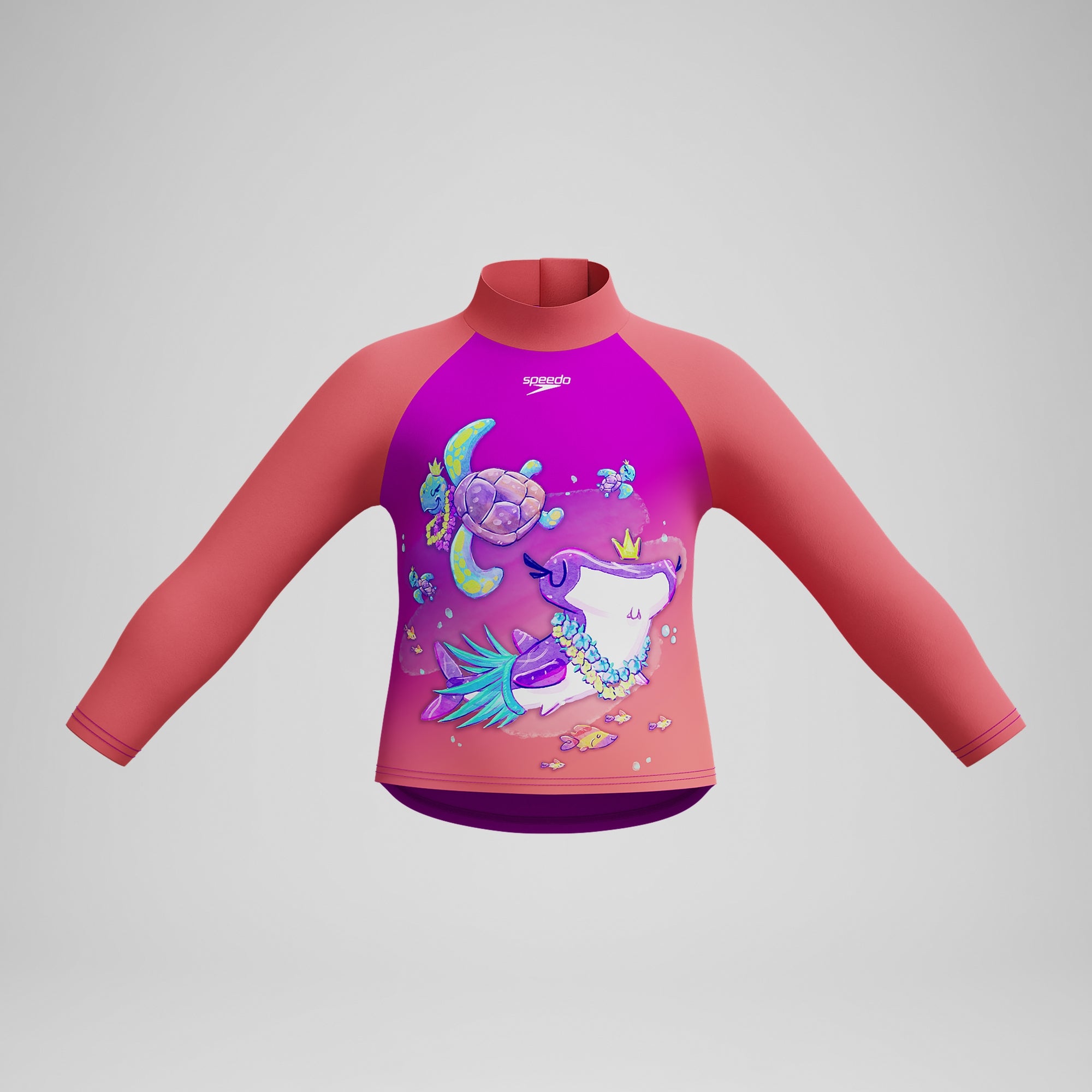 Girls' Digital Long Sleeve Rash Top Coral/Pink | Speedo UK