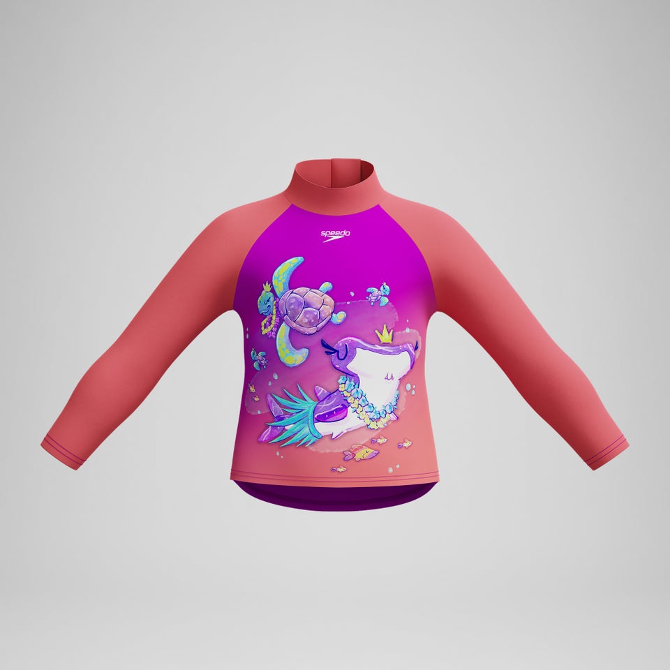 Girls' Digital Long Sleeve Rash Top Coral/Pink