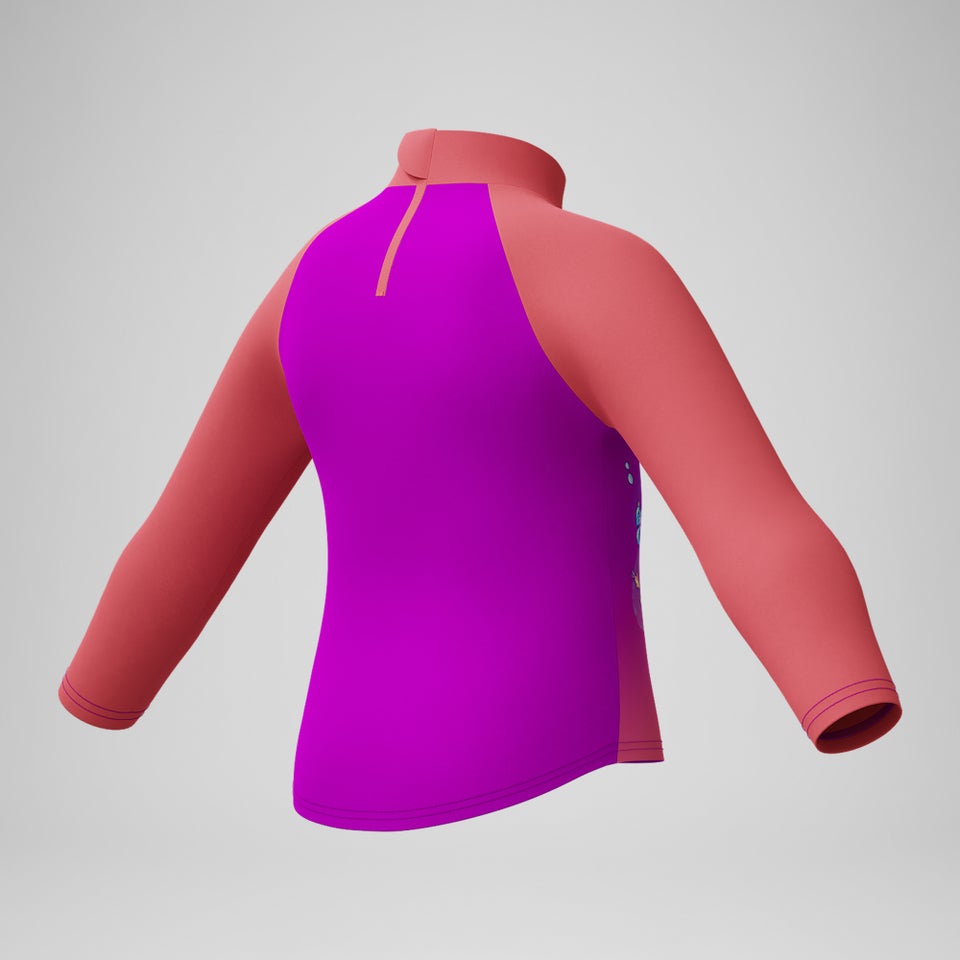 Haut Fille Rash Digital à manches longues corail/rose