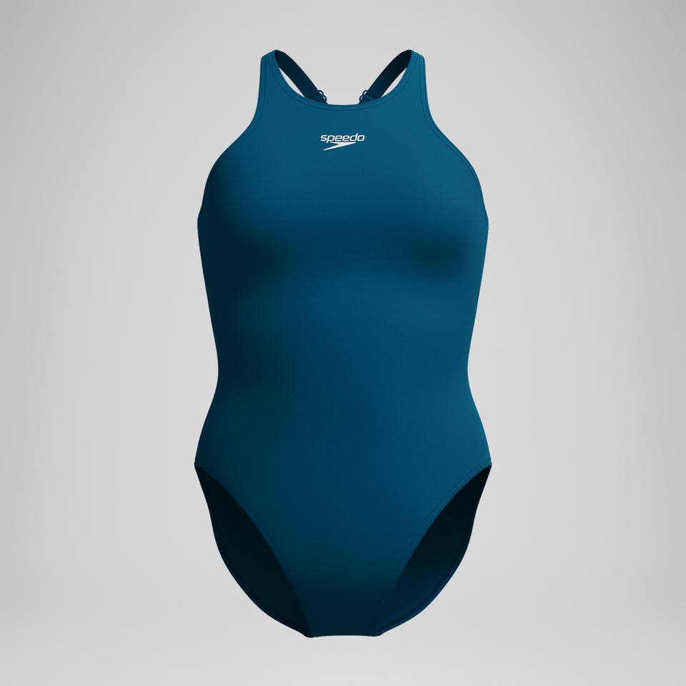 Endurance+ Badeanzug mit längerem Schnitt und V-Rückenausschnitt Dunkelpetrol für Damen