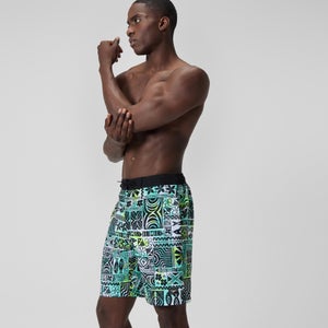 Short de bain Bondi imprimé 50 cm, hommes, noir/blanc