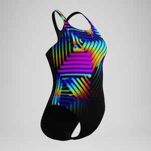 Women's Digital Printed Medalist Swimsuit Black