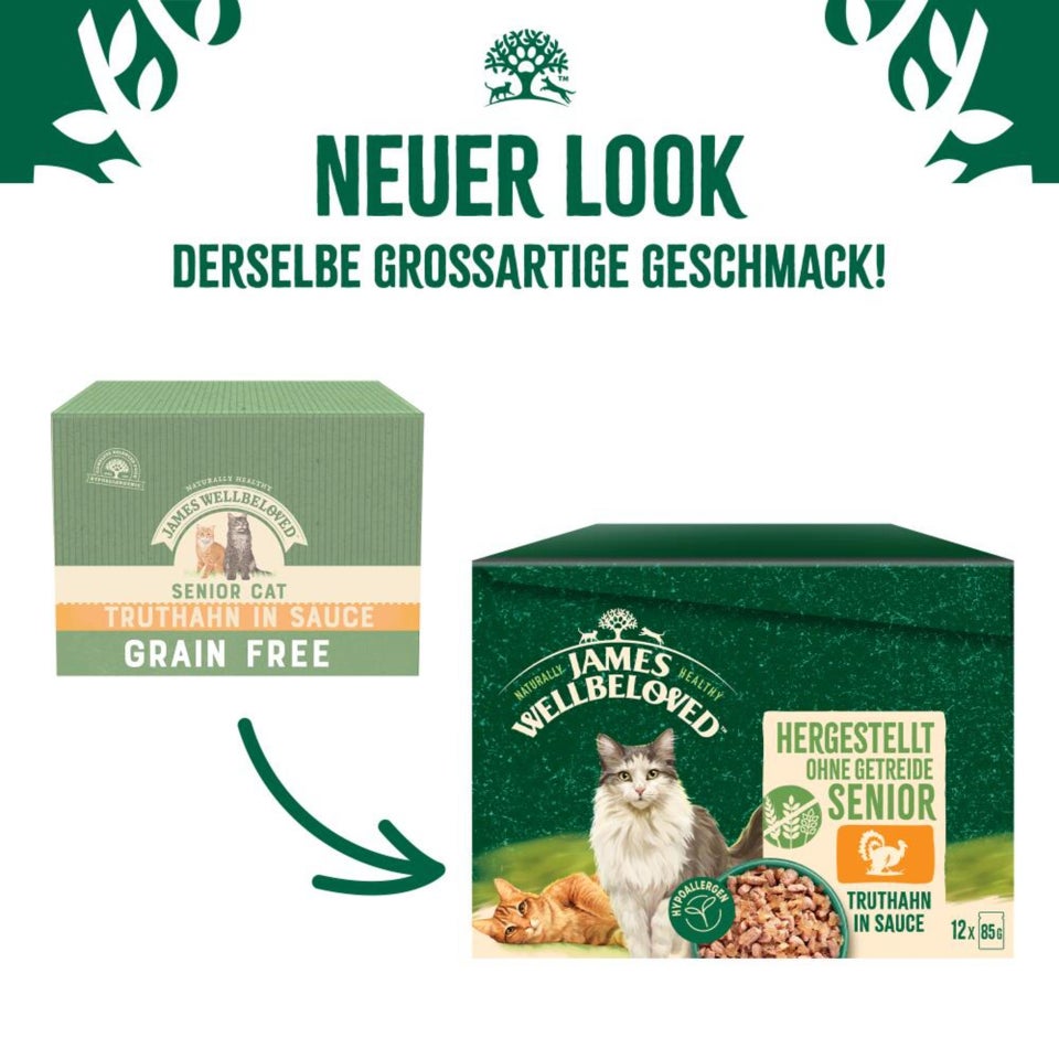 Senior Katze Nass ohne Getreide Truthahn in Sauce - 12x85g Portionsbeutel