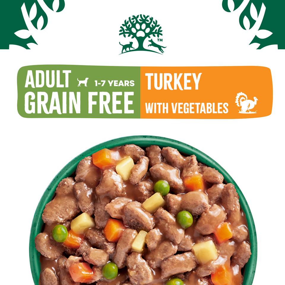 Adult Turkey in Gravy Grain Free Wet Dog Food Pouches 12 pouches