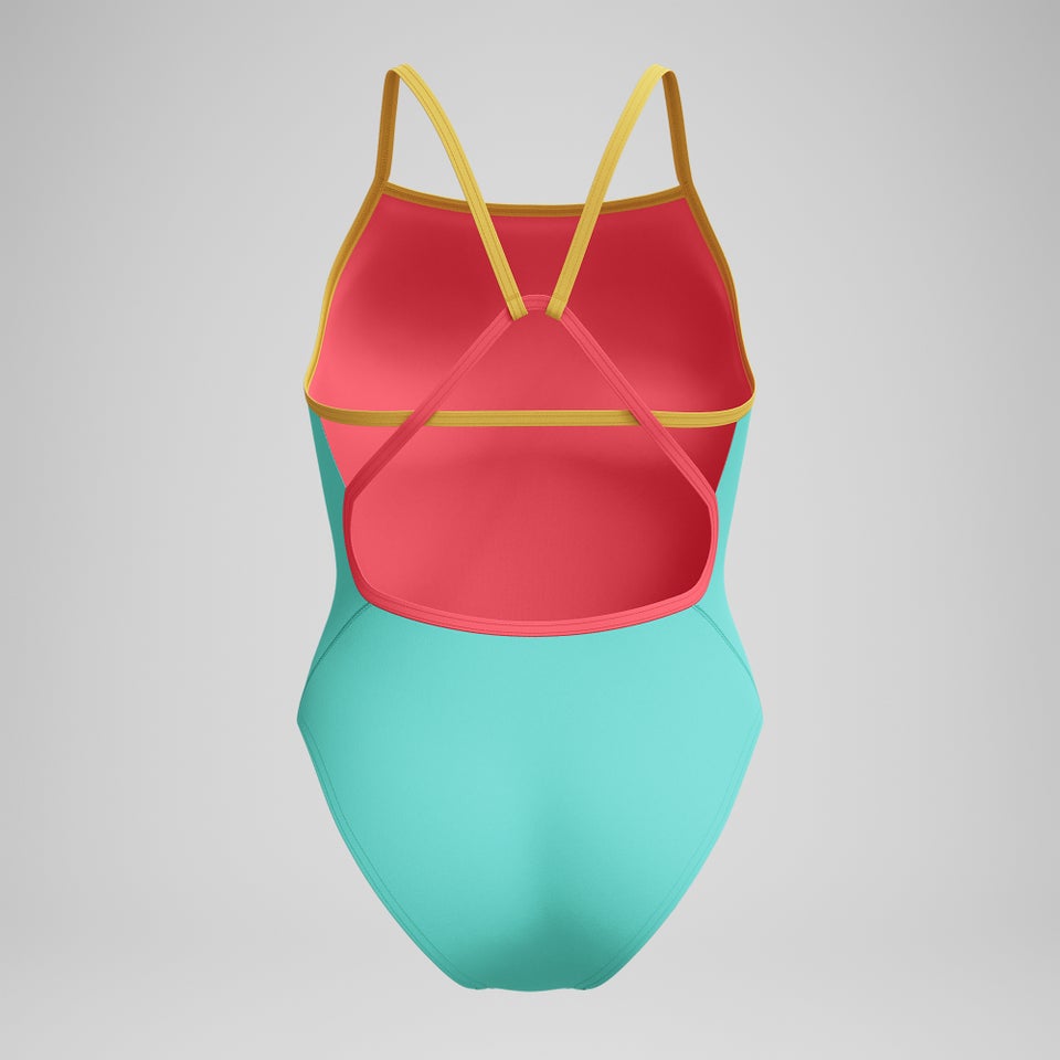 Women's Solid Tri Back One Piece Teal