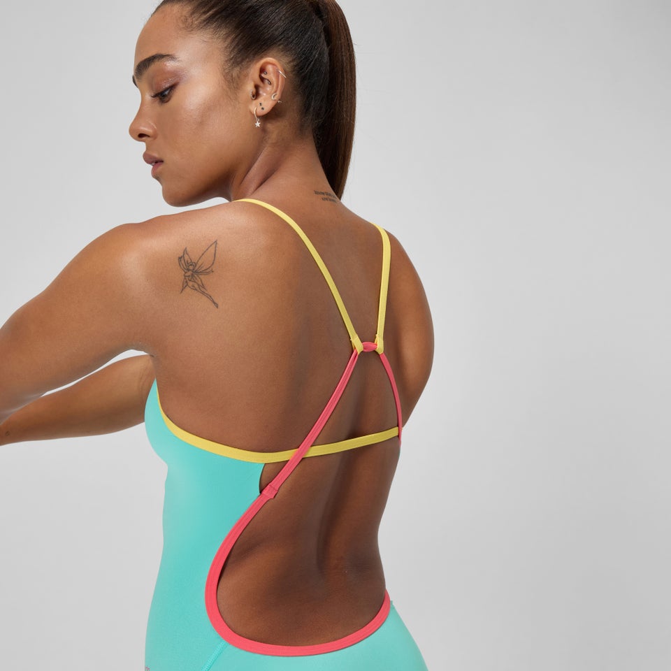 Women's Solid Tri Back One Piece Teal