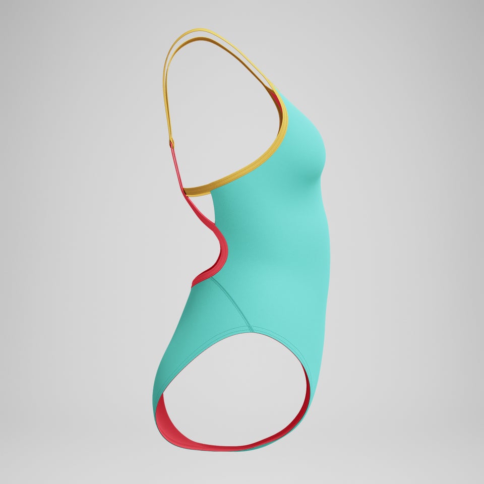 Women's Solid Tri Back One Piece Teal